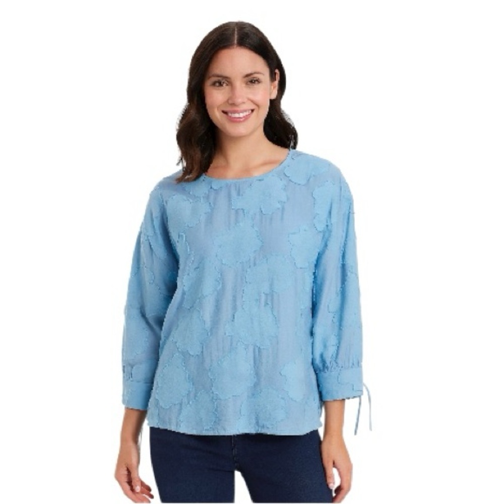 Karl Lagerfeld‎ Paris Women’s Burnout Lace Blouse Soft Long Sleeve Tops Size L
